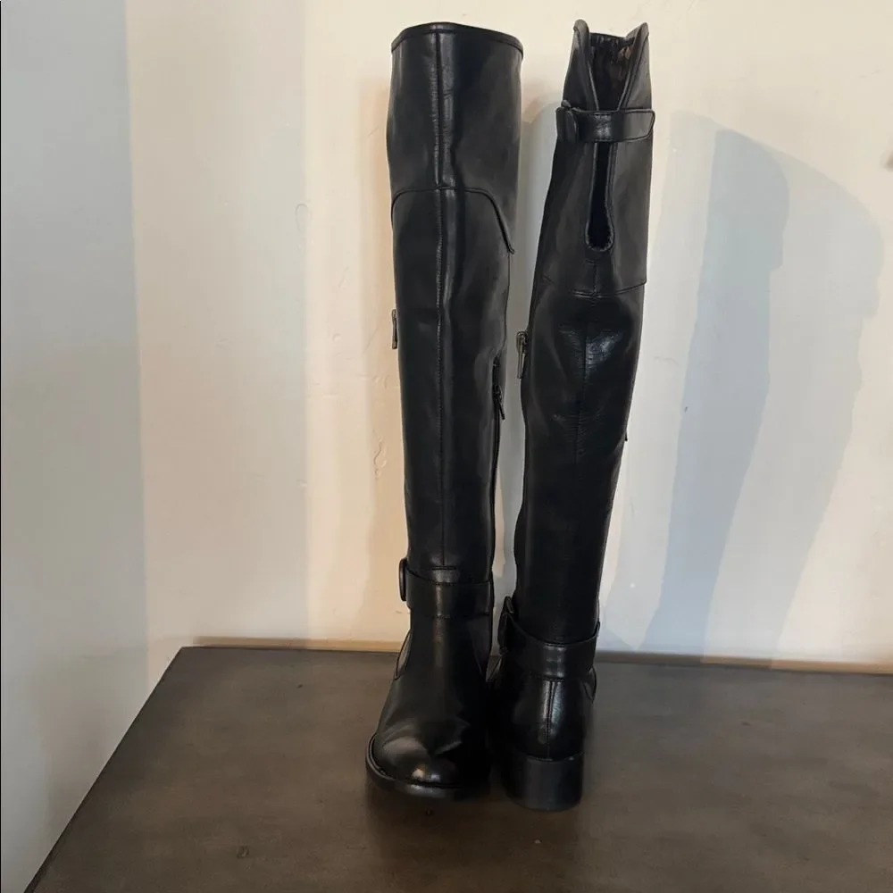 Crown by Born Women's Black Leather Over the Knee-High Boots Riding Size 6.5 New